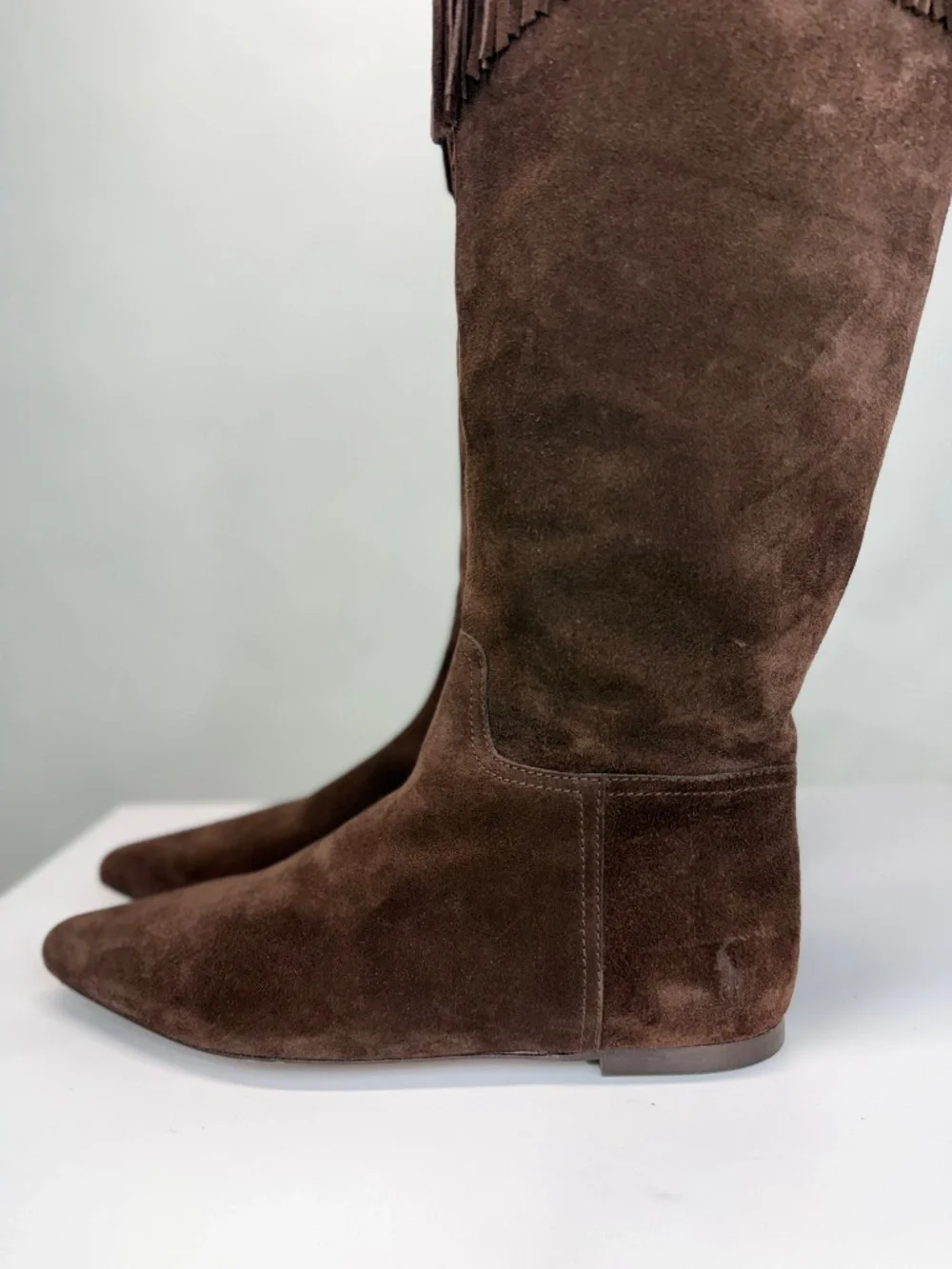 New Polo Ralph Lauren Fringe-Trim Suede Boot Knee High Sz 7
